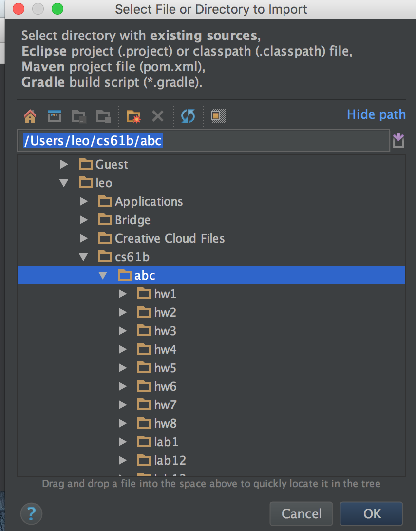 IntelliJ Select Folder